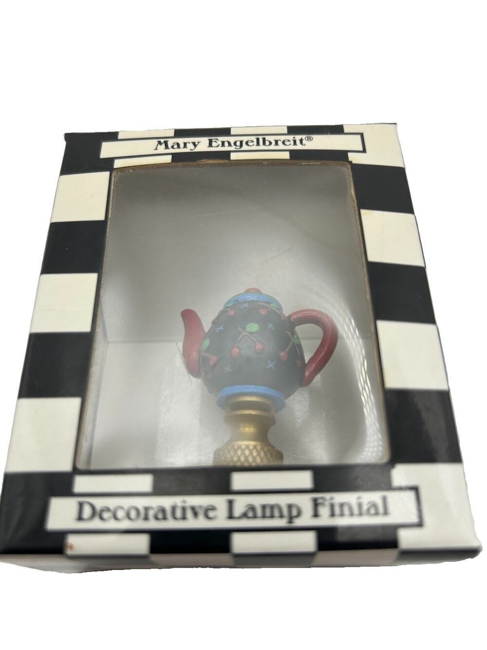 Mary Engelbreit Lamp Finial Topper Tea Pot Collectable new NIB Any Standard Lamp
